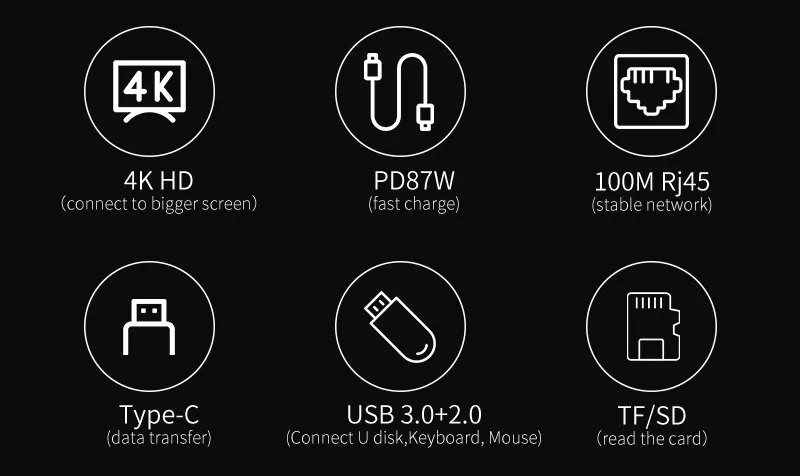 8-in-1 USB-C Hub – 4K HDMI, RJ45, SD/TF, PD Fast Charging for MacBook & Laptops