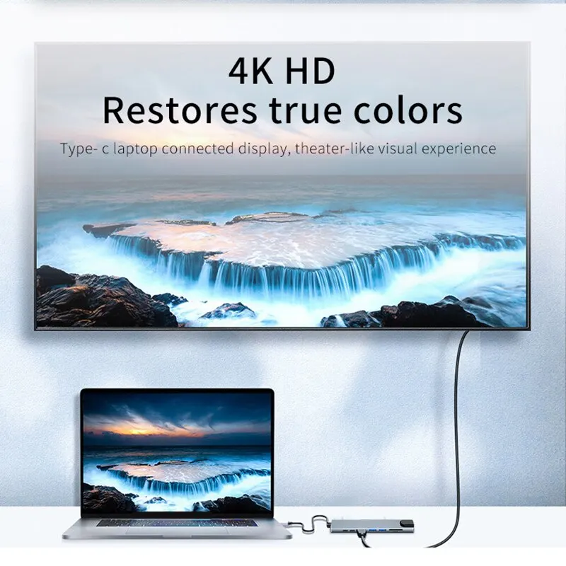 8-in-1 USB-C Hub – 4K HDMI, RJ45, SD/TF, PD Fast Charging for MacBook & Laptops