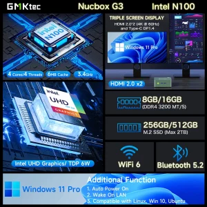 GMKtec Nucbox G3 Intel N100 mini PC features.